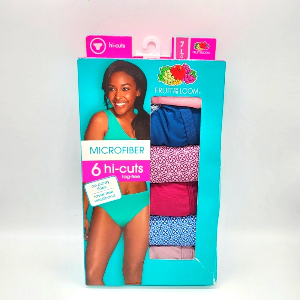 Fruit of the Loom Womens 6 Pack Microfiber Hi Cut Panties Size 7